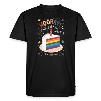 Birthgay Gay Pride Flag Mois de la fierté Egalité des droits - T-shirt Premium bio Homme - noir - Devant - Nico (187cm)