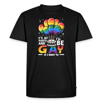 Birthgay Gay Pride Flag Mois de la fierté Egalité des droits - T-shirt Premium bio Homme - noir - Devant - Nico (187cm)