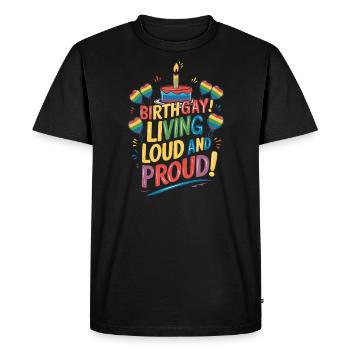 Birthgay Gay Pride Flag Mois de la fierté Egalité des droits - T-shirt Premium bio Homme - noir - Devant - Nico (187cm)