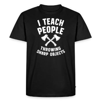 Maîtres du lancer de hache pour une pratique précise de la cible - T-shirt Premium bio Homme - noir - Devant - Nico (187cm)