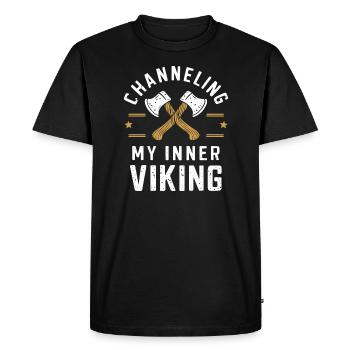 Maîtres du lancer de hache pour une pratique précise de la cible - T-shirt Premium bio Homme - noir - Devant - Nico (187cm)