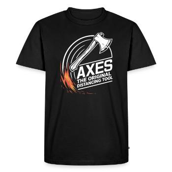 Maîtres du lancer de hache pour une pratique précise de la cible - T-shirt Premium bio Homme - noir - Devant - Nico (187cm)