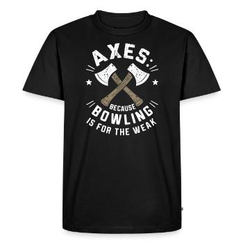 Maîtres du lancer de hache pour une pratique précise de la cible - T-shirt Premium bio Homme - noir - Devant - Nico (187cm)