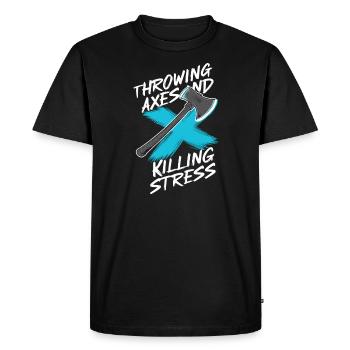 Maîtres du lancer de hache pour une pratique précise de la cible - T-shirt Premium bio Homme - noir - Devant - Nico (187cm)