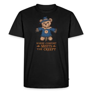 Horreur Ours en peluche griffant à travers la nuit Horreur - T-shirt Premium bio Homme - noir - Devant - Nico (187cm)