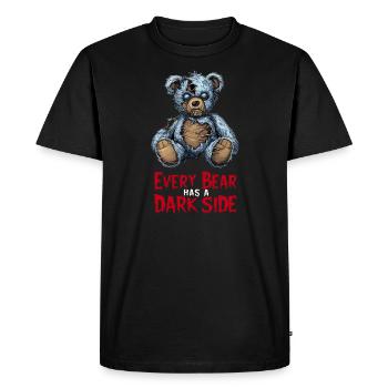 Horreur Ours en peluche griffant à travers la nuit Horreur - T-shirt Premium bio Homme - noir - Devant - Nico (187cm)