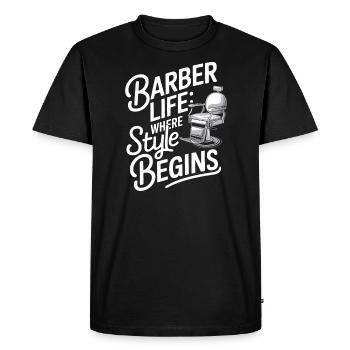 Vibrations de salon de coiffure et coupes de cheveux classiques pour - T-shirt Premium bio Homme - noir - Devant - Nico (187cm)