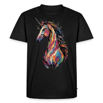 Colorful magical majestic unicorn - Men's Premium Organic T-Shirt - black - Front - Nico (187cm)