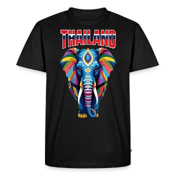 Éléphant abstrait coloré de Thaïlande - T-shirt Premium bio Homme - noir - Devant - Nico (187cm)