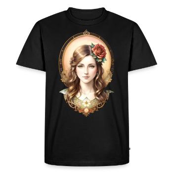 Art Nouveau woman with rose portrait in vintage style - Men's Premium Organic T-Shirt - black - Front - Nico (187cm)