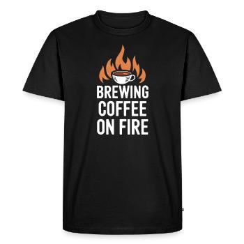 Amateurs de café Culture du café Café du matin Barista - T-shirt Premium bio Homme - noir - Devant - Nico (187cm)