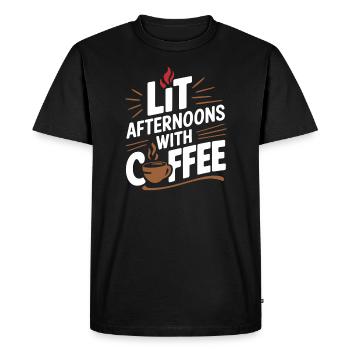 Amateurs de café Culture du café Café du matin Barista - T-shirt Premium bio Homme - noir - Devant - Nico (187cm)
