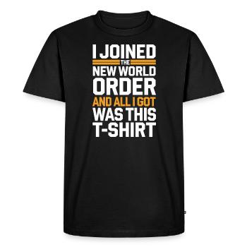 Global Conspiracy - Men's Premium Organic T-Shirt - black - Front - Nico (187cm)
