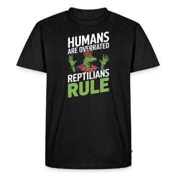 Lizard People Reptile Conspiracy And Secret - Men's Premium Organic T-Shirt - black - Front - Nico (187cm)