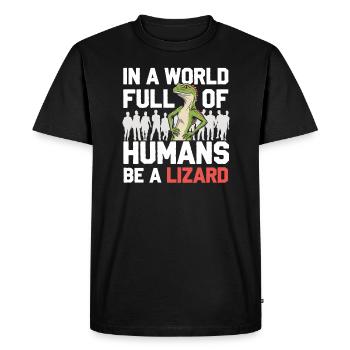 Lizard People Reptile Conspiracy And Secret - Men's Premium Organic T-Shirt - black - Front - Nico (187cm)