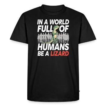 Lizard People Reptile Conspiracy And Secret - Men's Premium Organic T-Shirt - black - Front - Nico (187cm)
