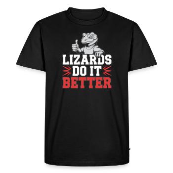 Lizard People Reptile Conspiracy And Secret - Men's Premium Organic T-Shirt - black - Front - Nico (187cm)