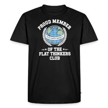 Flat Earth Satire Funny Conspiracy And - Men's Premium Organic T-Shirt - black - Front - Nico (187cm)