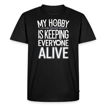La vie de la mère de la famille élargie, le chaos, l’amour et - T-shirt Premium bio Homme - noir - Devant - Nico (187cm)