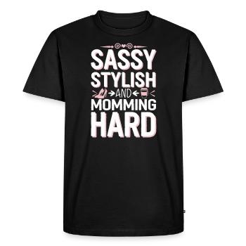 « maman cool », une parentalité amusante et attachante - T-shirt Premium bio Homme - noir - Devant - Nico (187cm)
