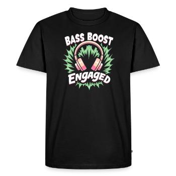 Accros aux écouteurs Un son immersif haut de gamme - T-shirt Premium bio Homme - noir - Devant - Nico (187cm)