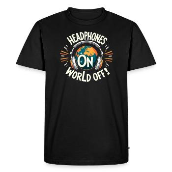 Accros aux écouteurs Un son immersif haut de gamme - T-shirt Premium bio Homme - noir - Devant - Nico (187cm)