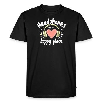 Accros aux écouteurs Un son immersif haut de gamme - T-shirt Premium bio Homme - noir - Devant - Nico (187cm)
