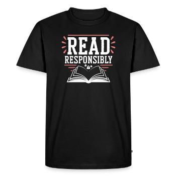 Humour livresque, Citations de lecture pleines d’, Littéraire - T-shirt Premium bio Homme - noir - Devant - Nico (187cm)