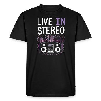Accros aux écouteurs Un son immersif haut de gamme - T-shirt Premium bio Homme - noir - Devant - Nico (187cm)