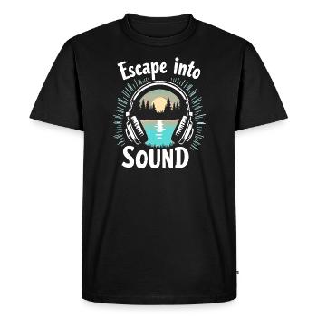 Accros aux écouteurs Un son immersif haut de gamme - T-shirt Premium bio Homme - noir - Devant - Nico (187cm)