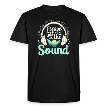 Accros aux écouteurs Un son immersif haut de gamme - T-shirt Premium bio Homme - noir - Devant - Nico (187cm)