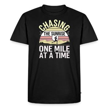 Sunrise Runner Early Morning Fitness Dawn Running - Men's Premium Organic T-Shirt - black - Front - Nico (187cm)