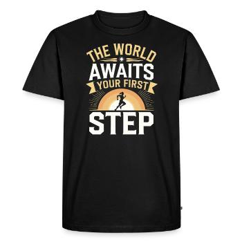 Sunrise Runner Early Morning Fitness Dawn Running - Men's Premium Organic T-Shirt - black - Front - Nico (187cm)