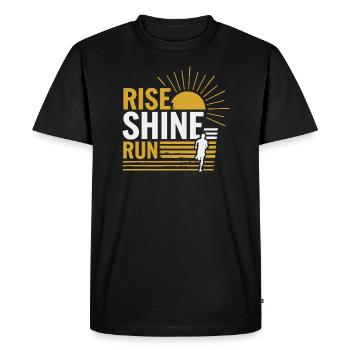 Sunrise Runner Early Morning Fitness Dawn Running - Men's Premium Organic T-Shirt - black - Front - Nico (187cm)