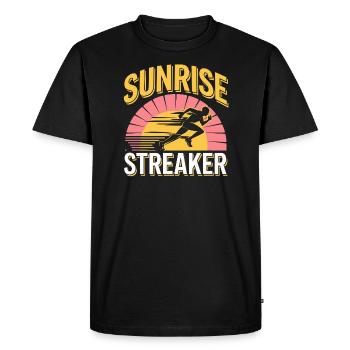 Sunrise Runner Early Morning Fitness Dawn Running - Men's Premium Organic T-Shirt - black - Front - Nico (187cm)