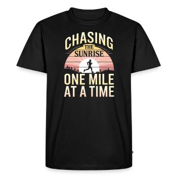 Sunrise Runner Early Morning Fitness Dawn Running - Men's Premium Organic T-Shirt - black - Front - Nico (187cm)