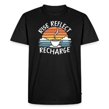 Routine matinale, habitudes de bien-être, plus productif - T-shirt Premium bio Homme - noir - Devant - Nico (187cm)