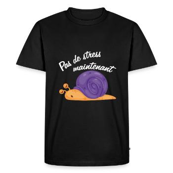 Pas de stress un drôle d'escargot qui dort - T-shirt Premium bio Homme - noir - Devant - Nico (187cm)