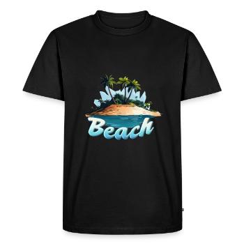 Beach Beach Comic Motif - Men's Premium Organic T-Shirt - black - Front - Nico (187cm)