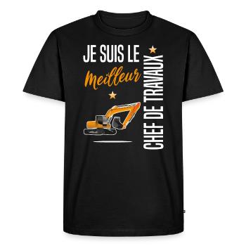 Chef de travaux et de chantiers - T-shirt Premium bio Homme - noir - Devant - Nico (187cm)