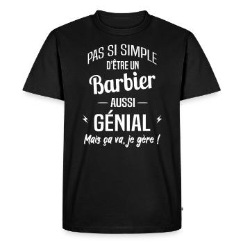 Barbier - T-shirt Premium bio Homme - noir - Devant - Nico (187cm)