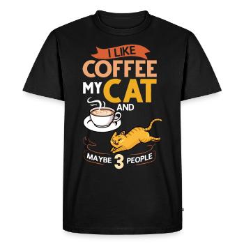 Cafetière Chat Machine Chaton Tasse Grains - T-shirt Premium bio Homme - noir - Devant - Nico (187cm)