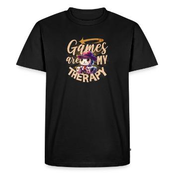 Boardgamer - Games are my Therapy - Men's Premium Organic T-Shirt - black - Front - Nico (187cm)