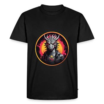 Dragon motif dragon with horns - Men's Premium Organic T-Shirt - black - Front - Nico (187cm)