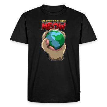 We Have To Change MEOW - Earth Day Nature Paw - Men's Premium Organic T-Shirt - black - Front - Nico (187cm)