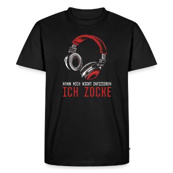 Kann mich nicht infizieren - Ich zocke - Men's Premium Organic T-Shirt - black - Front - Nico (187cm)
