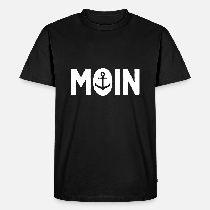 Moin mit Anker - Männer Premium Bio T-Shirt - Schwarz