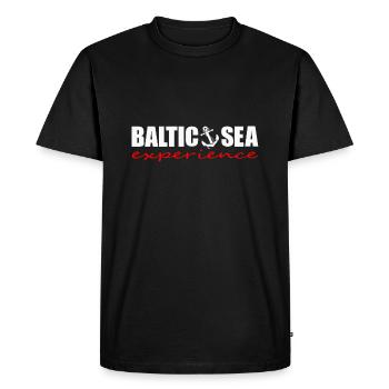 BALTIC SEA EXPERIENCE logo white / red anchor - Men's Premium Organic T-Shirt - black - Front - Nico (187cm)