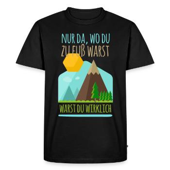 Randonner - Juste là où tu étais à pied, tu étais vraiment - T-shirt Premium bio Homme - noir - Devant - Nico (187cm)