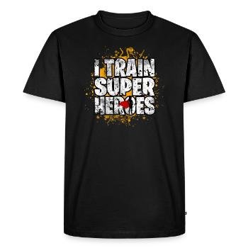 superheroes - Men's Premium Organic T-Shirt - black - Front - Nico (187cm)